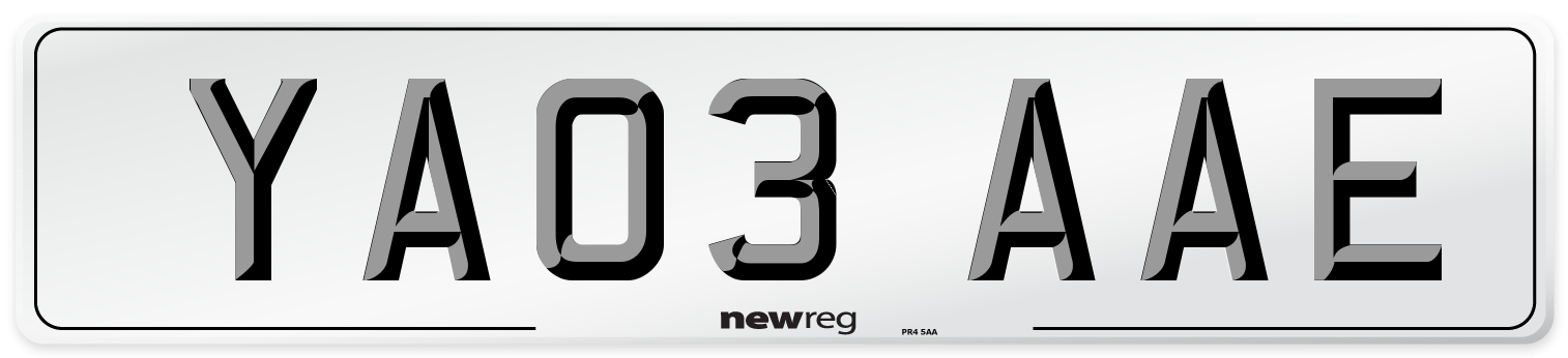 YA03 AAE Number Plate from New Reg